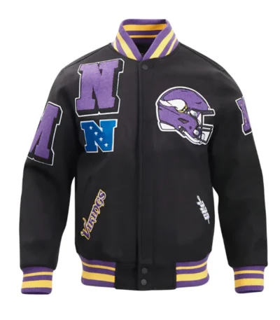 Minnesota Vikings Mashup Classic Rib Varsity Wool Jacket