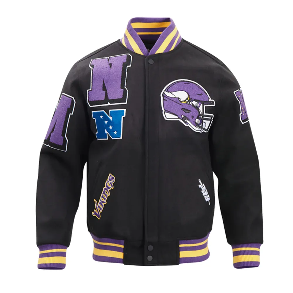 Minnesota Vikings Mashup Classic Rib Varsity Wool Jacket Minnesota Vikings Mashup Classic Rib Varsity Wool Jacket