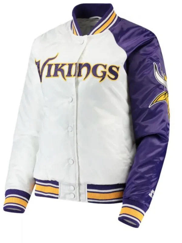 Minnesota Vikings Starter Satin White and Purple Jacket