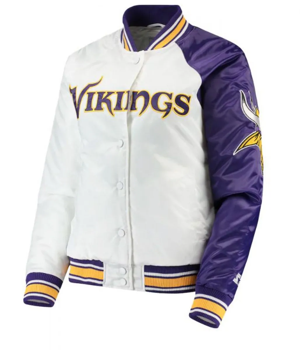 Minnesota Vikings Starter Satin White and Purple Jacket Minnesota Vikings Starter Satin White and Purple Jacket