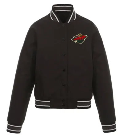 Minnesota Wild Poly-Twill Front-Hit Black Jacket