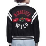 Minnesota Wild Printed Logo Varsity Satin Jacket