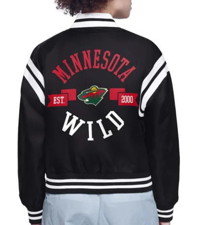 Minnesota Wild Printed Logo Varsity Satin Jacket