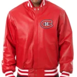 Montreal Canadiens Bomber Red Leather Jacket