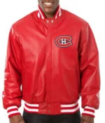 Montreal Canadiens Bomber Red Leather Jacket