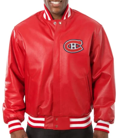Montreal Canadiens Bomber Red Leather Jacket