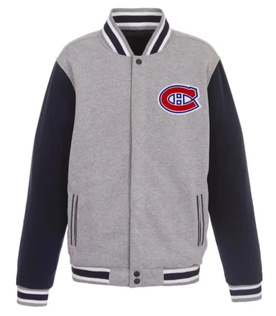 Montreal Canadiens Gray and Black Varsity Wool Jacket
