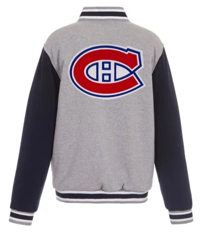 Montreal Canadiens Gray and Black Varsity Wool Jacket