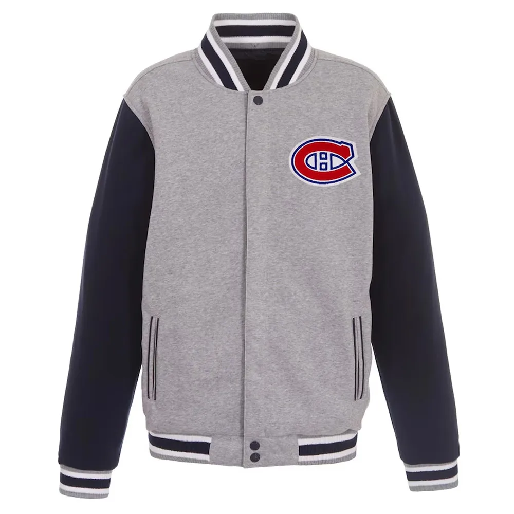 Montreal Canadiens Gray and Black Varsity Wool Jacket Montreal Canadiens Gray and Black Varsity Wool Jacket