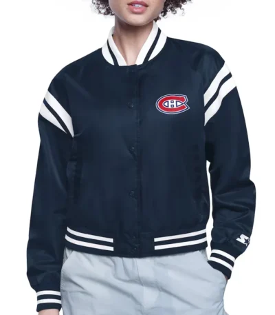 Montreal Canadiens Printed Logo Varsity Satin Jacket