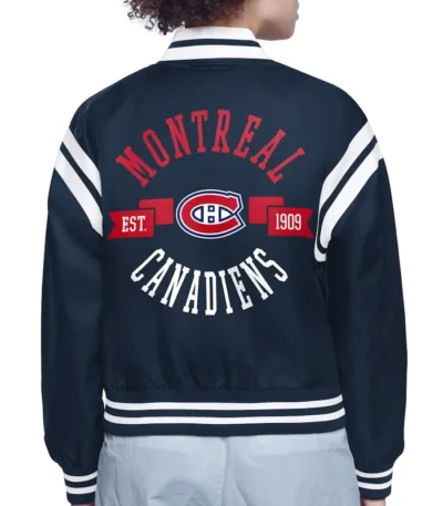 Montreal Canadiens Printed Logo Varsity Satin Jacket
