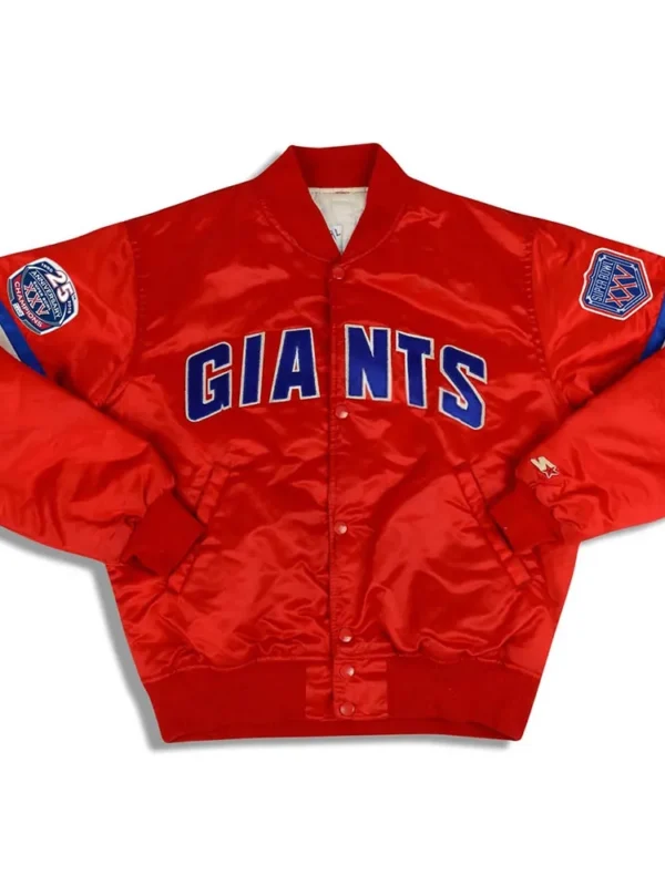NY Giants 25th Anniversary Red Satin Jacket