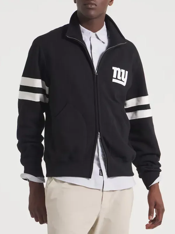 NY Giants Black Striped Fleece Jacket