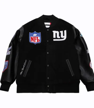 NY Giants Blackout Vintage Logo Varsity Jacket