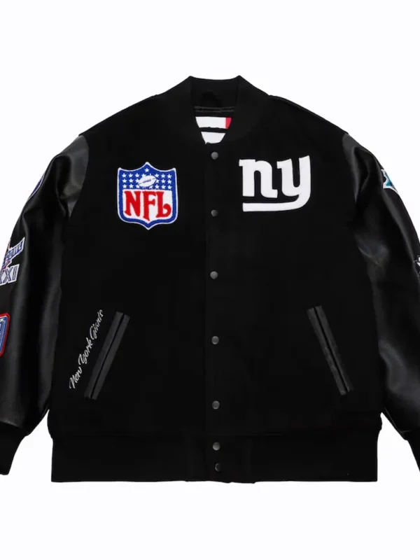 NY Giants Blackout Vintage Logo Varsity Jacket