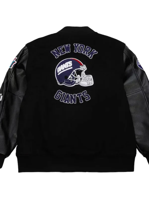 NY Giants Blackout Vintage Logo Varsity Jacket