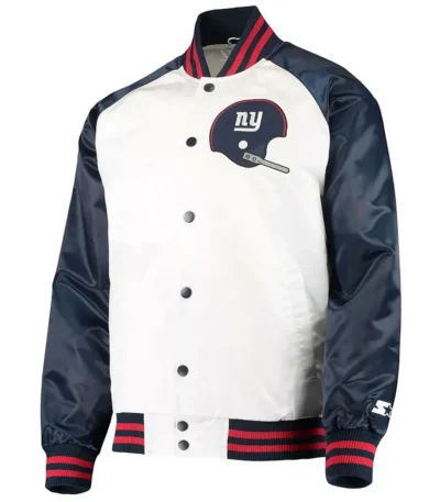 NY Giants Clean Up Throwback Satin White-Navy Jacket