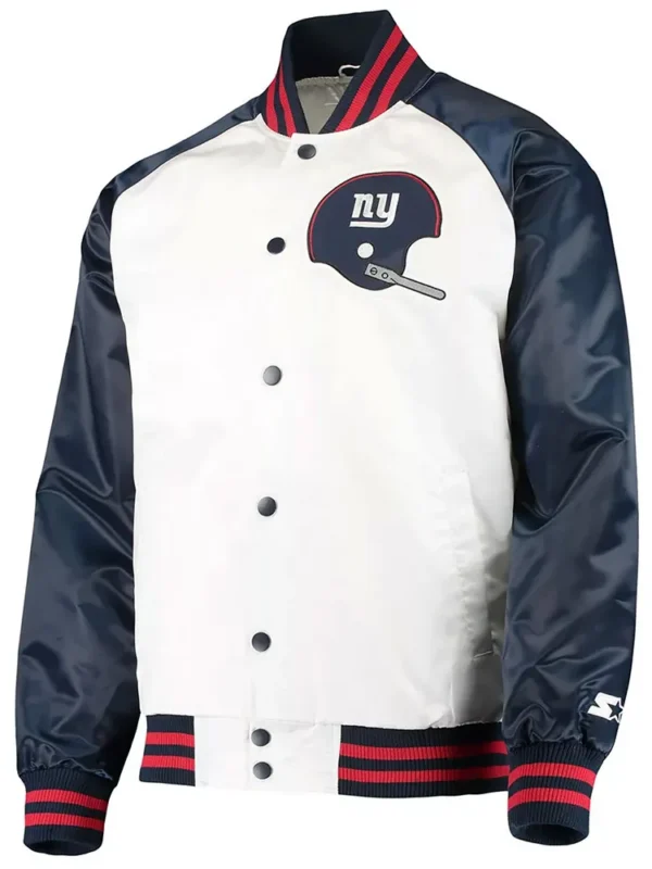 NY Giants Clean Up Throwback Satin White-Navy Jacket