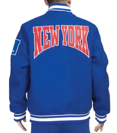 NY Giants Crest Emblem Blue Varsity Jacket