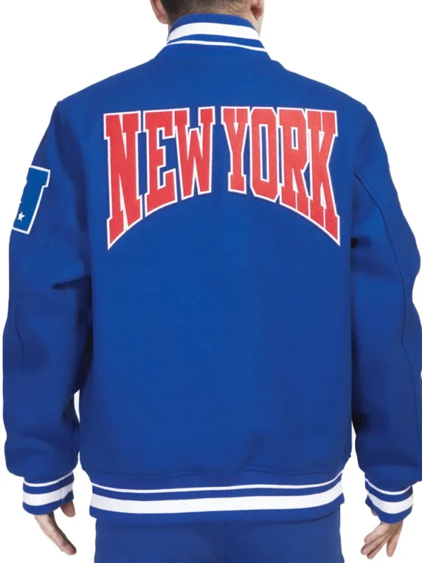 NY Giants Crest Emblem Blue Varsity Jacket