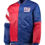 NY Giants Leader Red and Blue Full-Snap Satin Varsity Jacket