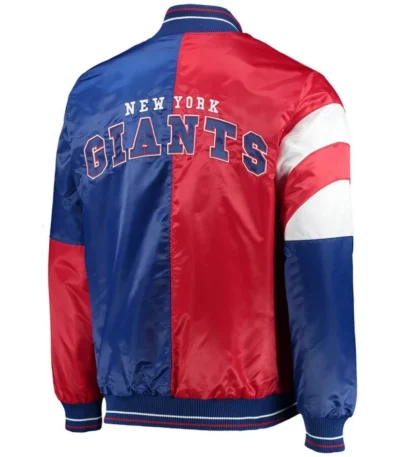 NY Giants Leader Red and Blue Full-Snap Satin Varsity Jacket