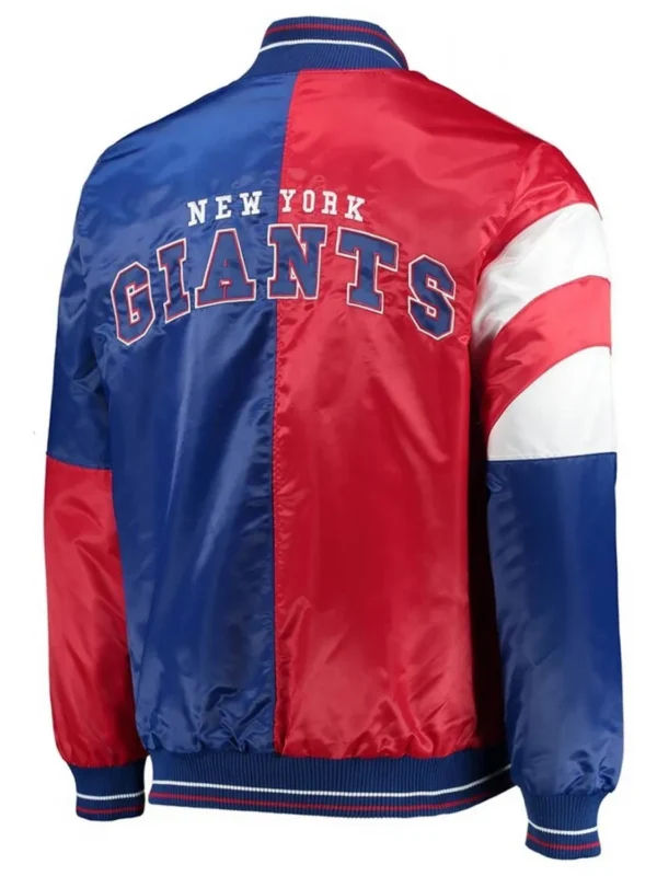 NY Giants Leader Red and Blue Full-Snap Satin Varsity Jacket