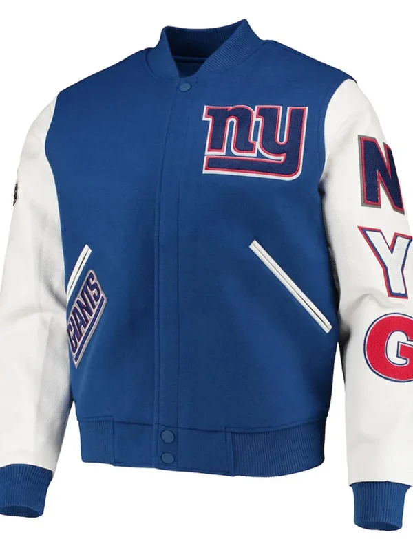 NY Giants Logo Varsity White-Royal Jacket