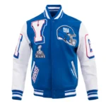 NY Giants Mashup Rib Varsity Wool-Leather Jacket