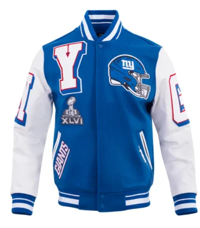 NY Giants Mashup Rib Varsity Wool-Leather Jacket