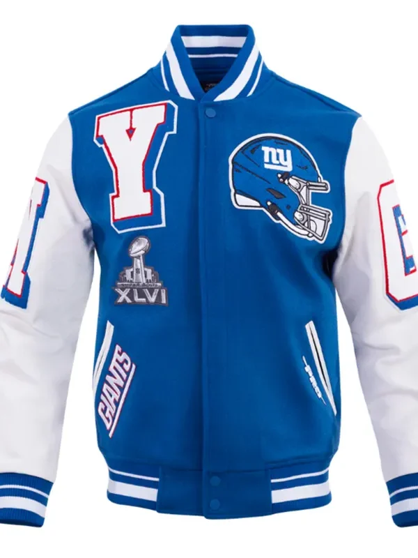 NY Giants Mashup Rib Varsity Wool-Leather Jacket