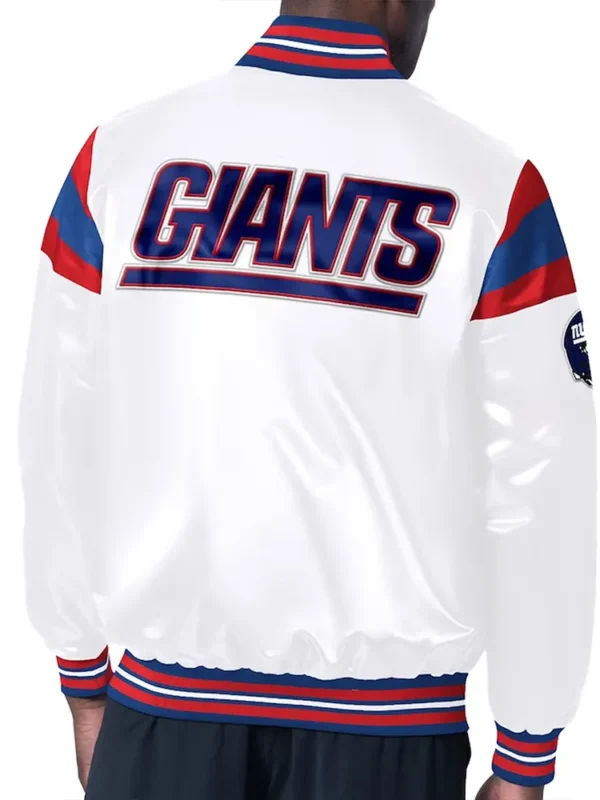 NY Giants Midweight White Satin Jacket