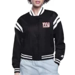 NY Giants Printed Logo Varsity Satin Jacket