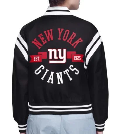 NY Giants Printed Logo Varsity Satin Jacket