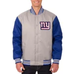 NY Giants Royal-Gray Poly Twill Varsity Jacket
