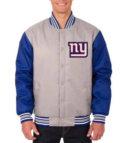 NY Giants Royal-Gray Poly Twill Varsity Jacket