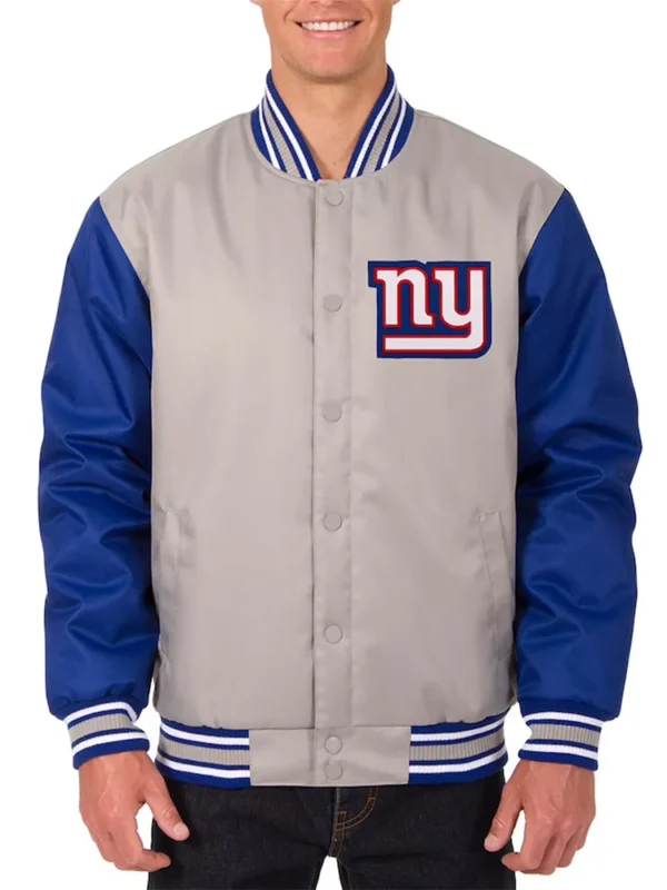 NY Giants Royal-Gray Poly Twill Varsity Jacket