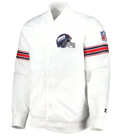 NY Giants The Power Forward White Satin Jacket