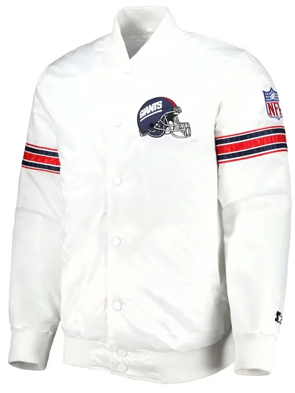 NY Giants The Power Forward White Satin Jacket