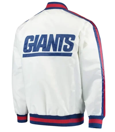 NY Giants Throwback D-Line White Varsity Satin Jacket