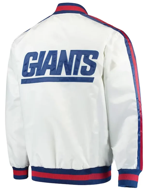 NY Giants Throwback D-Line White Varsity Satin Jacket