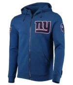 NY Giants Zip Up Blue Hoodie