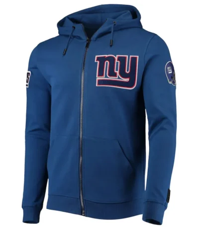 NY Giants Zip Up Blue Hoodie