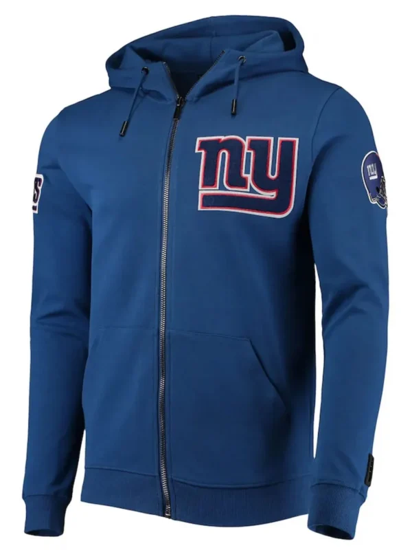 NY Giants Zip Up Blue Hoodie