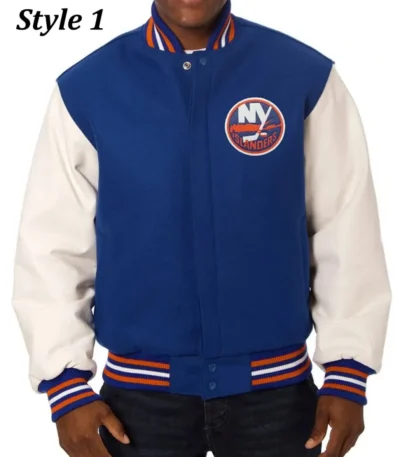 NY Islanders Blue and White Letterman Jacket