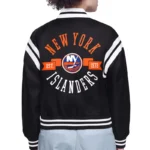 NY Islanders Printed Logo Varsity Satin Jacket