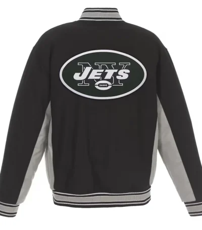 NY Jets Black and Gray Varsity Wool Jacket