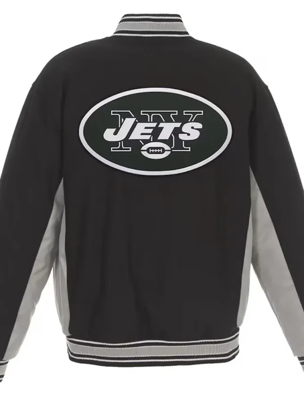 NY Jets Black and Gray Varsity Wool Jacket