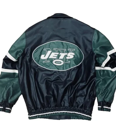NY Jets Black and Green Varsity Leather Jacket