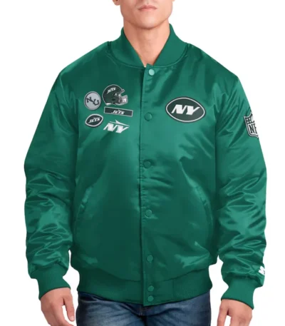 NY Jets Exclusive Green Varsity Satin Jacket